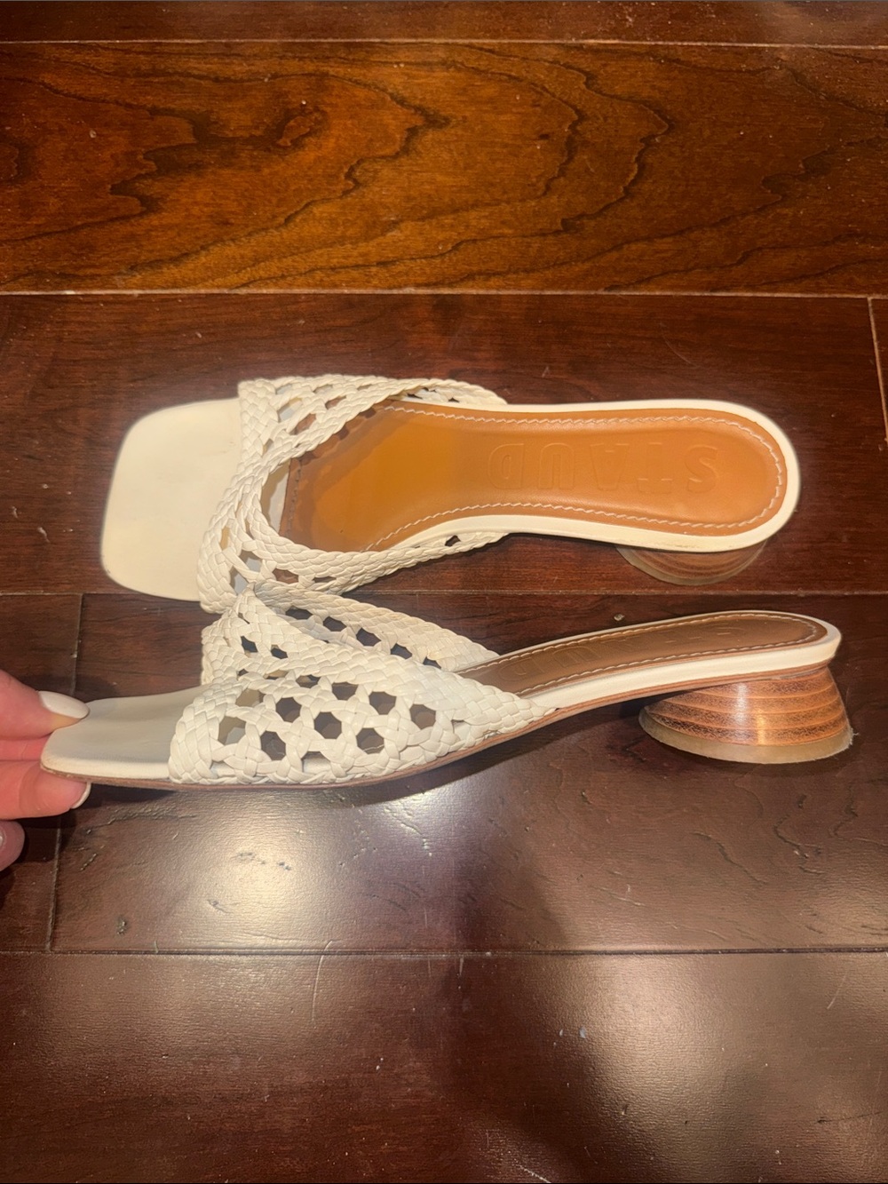 STAUD Simone Crochet White Sandals Size 38